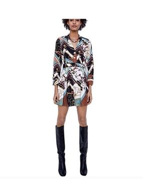 Zara Multi-Color Chain & Floral Print Mini Dress